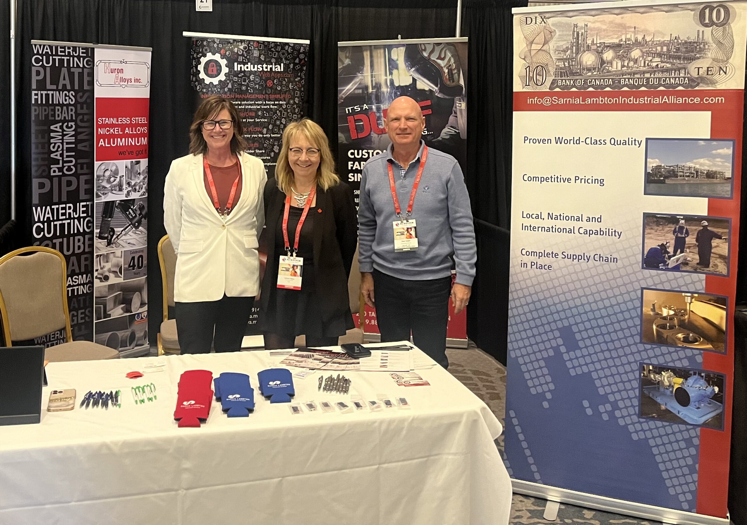 Huron Alloys booth at the PetroChem West trade show